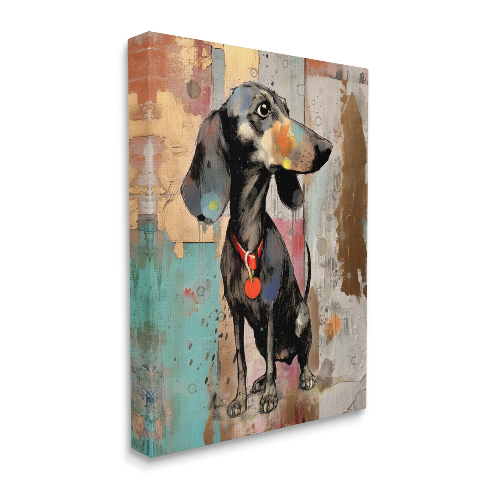 Stupell Industries Dachshund Modern Collage Animals & Insects Painting Gallery Wrapped Canvas Art Print Wall Art, 36 x 48