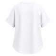 thumbnail image 6 of Summer Sales Womens Summer Tops Loose Comfy V‑Neck Linen‑Cotton Short Sleeve Summer Blouses Oversized Tshirts for Women Under 12$, 6 of 9