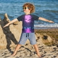 thumbnail image 3 of FORMRS Boys Rash Guard Short Sleeves Swim Shirt Quick Dry UPF 50+ Sun Protection, Sizes 3-12T, Pink Neon Road, 3 of 6