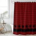 thumbnail image 4 of Red Black Plaid Bathroom Shower Curtains with 12 Hooks Polyester Waterproof Shower Curtain for Stalls and Bathtubs Country Vintage Star Abstract Gingham Decorative Bathroom Curtain 36x72 Inches, 4 of 9