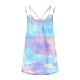 thumbnail image 4 of YUGYXL Womens Summer Dresses Spaghetti Strap Sleeveless Backless Cami Dress Boho Beach Hawaiian Tiered Ruffled Mini Sundress L, 4 of 5