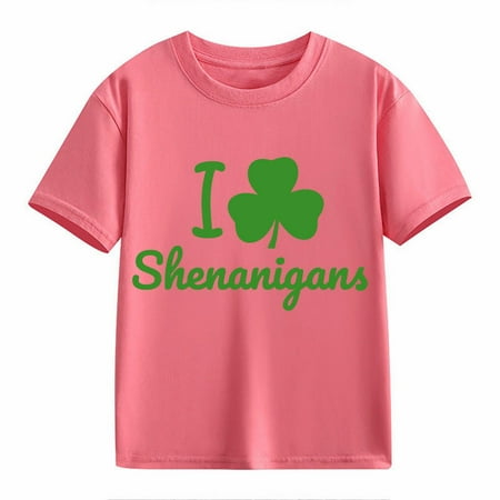 YunPes Kids St Patricks Day Short Sleeve Shirt Toddler Boys Girls Irish Cloverss Graphic Tees Tops Crewneck TShirt Clothes