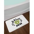 thumbnail image 2 of Saying Bath Mat, Olive You Calligraphic Phrase with a Funny Smiling Face Grungy Look, Plush Bathroom Decor Mat with Non Slip Backing, 29.5" X 17.5", Olive Green White, by Ambesonne, 2 of 2