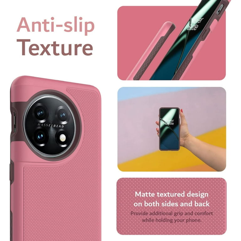 Oneplus 11 5G Funda Colgante transparente con cordón color Rosa / Dorado