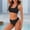 *Black, variant on Women's Solid Color Backless Bikini Set with Wave ,Fashion Two Piece Swimsuit Green,Womens Plus L