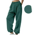 thumbnail image 3 of BLOCLOALO Dress Pants Casual Pants Wide Leg Elastic Waist Pants with Pockets Lightweight High Waisted Adjustable Loose Lounge Trousers Women Sweat Pants Travel Pants Casual Pants Blackish Green L, 3 of 9