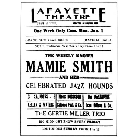 Theater Poster 1920S Nadvertisement For A Jazz Program At The Layfayette Theater In Harlem New York In The 1920S Rolled Canvas Art -  (24 x