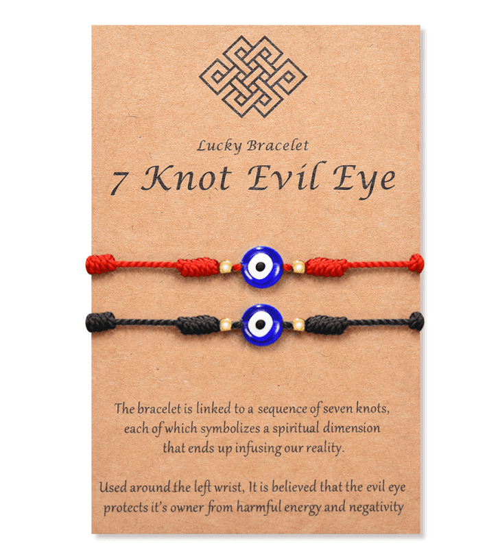 Evil Eye 7 Knot Good Luck Bracelet Handmade Adjustable Red String Bracelet for Best Friends Couple Family Women Mens Teen Girls 