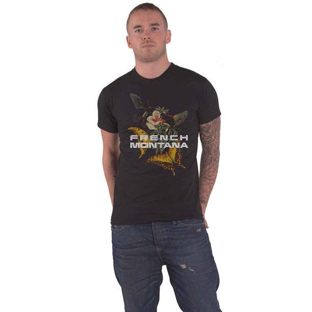 French Montana - Camiseta Mariposa para Adultos Unisex (Negro)