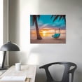 thumbnail image 3 of Nawypu  Romantic Beach Sunset Canvas Wall Art - Ocean Waves Prints Palm Tree with Lounge for Living Room, Bedroom, Bathroom - Framed Artwork Decorations for Easy Hanging 20x16 inch, 3 of 4
