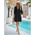 thumbnail image 5 of Women's Swimsuit Cover Up, V-Neck Button Down Beach Coverup for Swimsuit, Lightweight Bathing Suit Jacket for Beach, Pool Black XXXL, 5 of 9