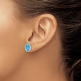 thumbnail image 3 of Auriga Fine Jewelry 925 Sterling Silver Rhodium Blue Topaz and CZ Stud Earrings for Women, 3 of 6