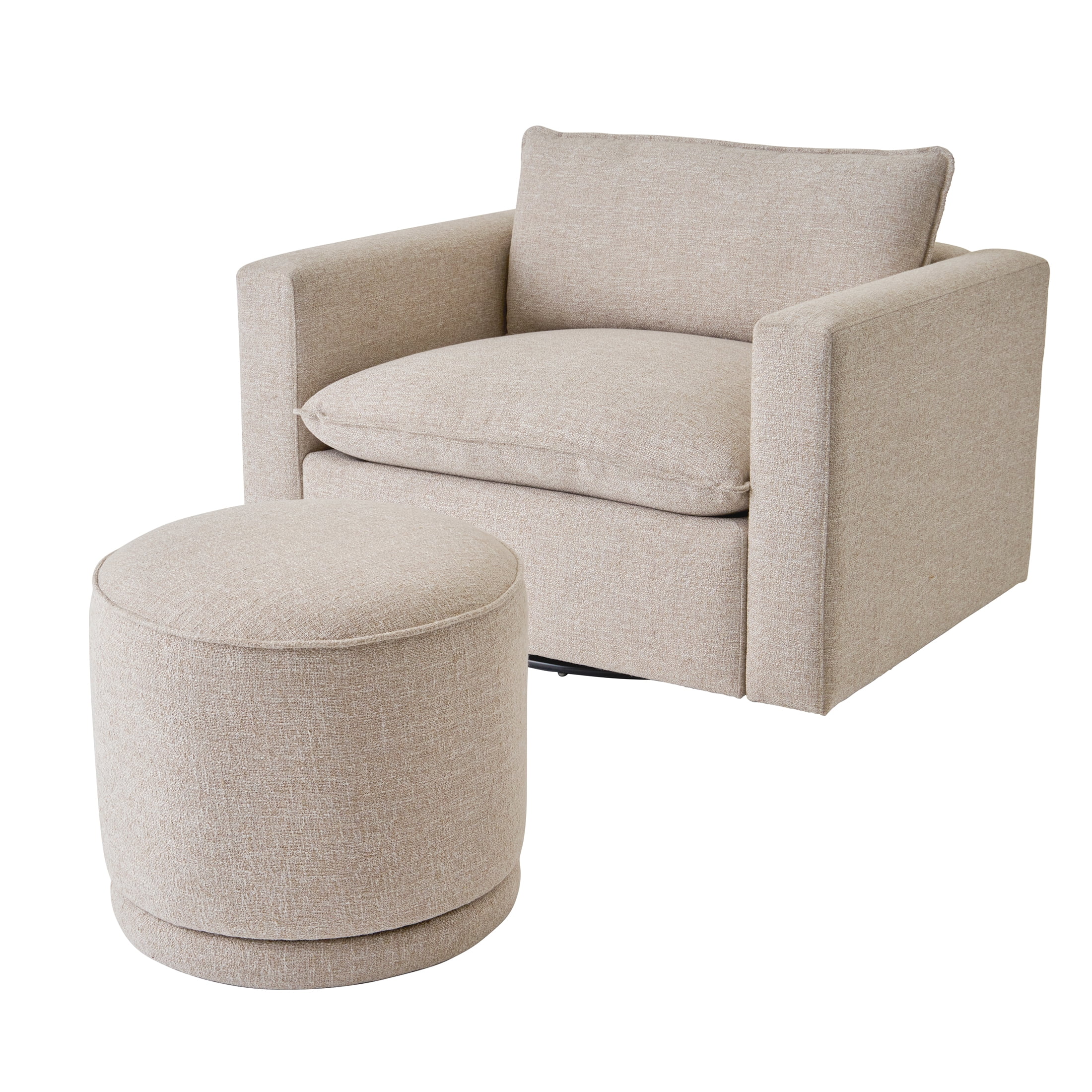 Better Homes & Gardens Elsie Swivel Ottoman, Heather Wheat