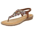 thumbnail image 2 of IUJSOY Flip Flops for Women Bohemian Rhinestone Gladiator Sandals Elastic Ankle Strap Flats Shoes, 2 of 9