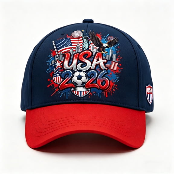 USA 2026 Soccer Hat | Patriotic Baseball Cap with Graphics | Breathable Twill Fabric | Adjustable Snapback | Perfect for Game Day and Outdoor Events,Colorful