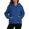 thumbnail image 4 of Xcmzpl Women's Hoodies Basic Solid Color Hooded Sweatshirt Trendy Pullover Tops Comfort Long Sleeve Shirts Fall Clothes, 4 of 9