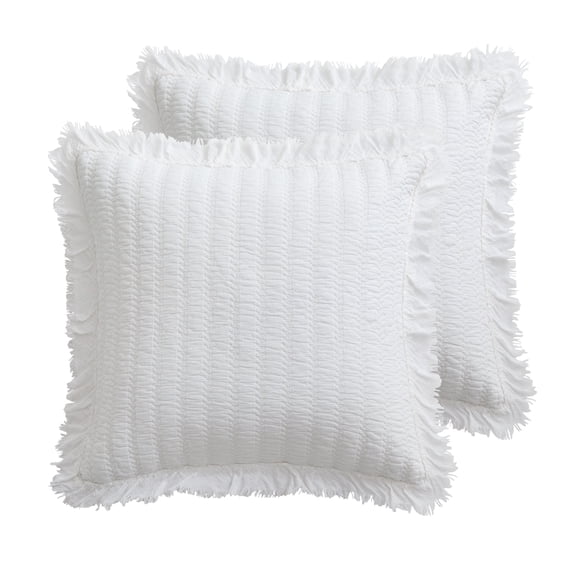 Levtex Home - Wilhemina - Euro Sham Set of 2 - Ruffled - White - (26x26in.), No Insert - Cotton
