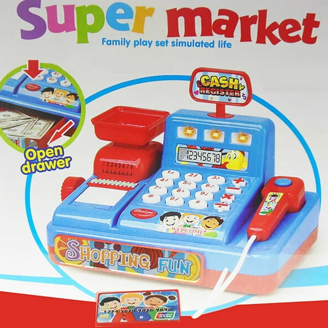 EIGTHTAIL Ensemble de Jeu de Rôle Enfant Musique Simulée Lumière Marché Caisse Enregistreuse Jouet Casse-Tête Cadeau