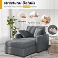 thumbnail image 3 of Techmilly 42" Oversized Chaise Lounge Chair Indoor, Corduroy Upholstered Cloud Sofa Bed with Throw Pillows and Armrests, Comfy Leisure Plush Chair Bed, Sleeper Sofa Couch Bed for Living Room, Grey, 3 of 9