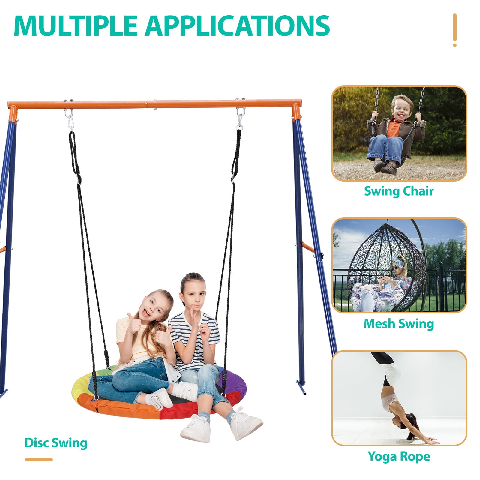ZenSports Kids 440lbs Metal Swing Frame Stand Set W/40