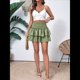 thumbnail image 4 of Minifalda con Volantes de Cintura Alta para Mujer Falda Corta Escalonada con Pantalones Cortos Debajo Verde L, 4 of 8