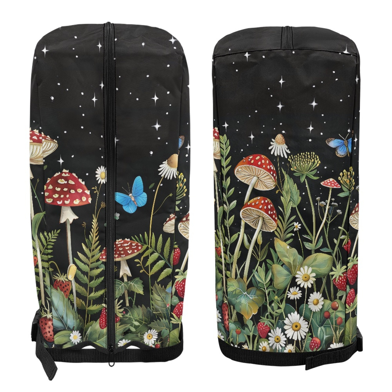 Yuyamidu Aesthetic Mushroom Golf Bag Cover Butterfly Golf Bag Umbrella for Clubs with Snap Button Dust and Sun Protection Fit Most Club Bags