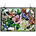 thumbnail image 3 of 19 Inch Glass Window Panel with Rose Design, Multicolor, 3 of 4