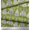 thumbnail image 2 of Soimoi Green Japan Crepe Satin Fabric Stripe,Bird & Tree Christmas Print Fabric by the Yard 42 Inch Wide, 2 of 3