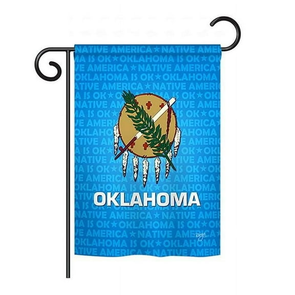Breeze Decor BD-SS-GS-108131-IP-BO-D-US13-BD 13 x 18.5 in. Oklahoma Americana States Impressions Decorative Vertical Double Sided Garden Flag Set with Banner Pole