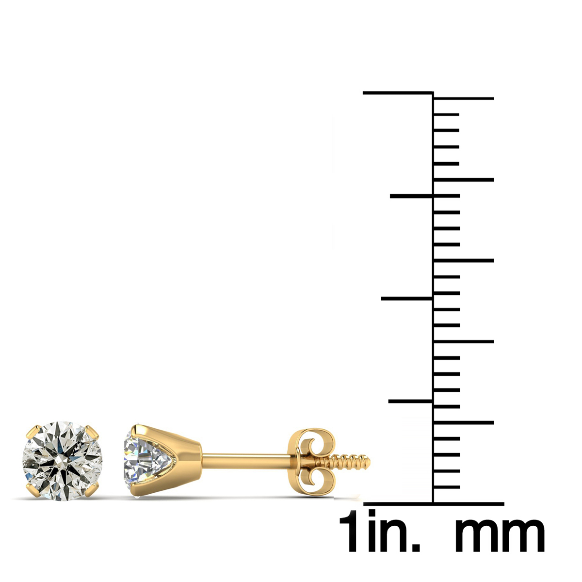 SuperJeweler 1 Carat Diamond Stud Earrings In 14 Karat Yellow Gold For Women