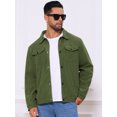 thumbnail image 4 of DARING DIVA Solid Color Long Sleeve Button Corduroy Trucker Jacket L Green, 4 of 7
