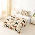 thumbnail image 3 of Manfei Cartoon Dachshund Twin Sheets, Vintage Leaf Botanical Bedding, Cream, 3 Pieces, 1 Flat Sheet, 1 Fitted Sheet and 1 Pillowcase, 3 of 6