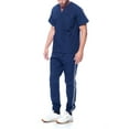 thumbnail image 3 of Dagacci Medical Uniform Unisex Men and Women V-Neck Top Joggers Pants Athletic Trim Cotton Scrub Set (Navy,M), 3 of 6