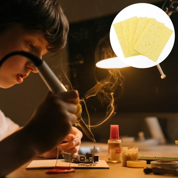 UNOMOR 30pcs Solder Sponges Yellow Preventing for Electronic Repair