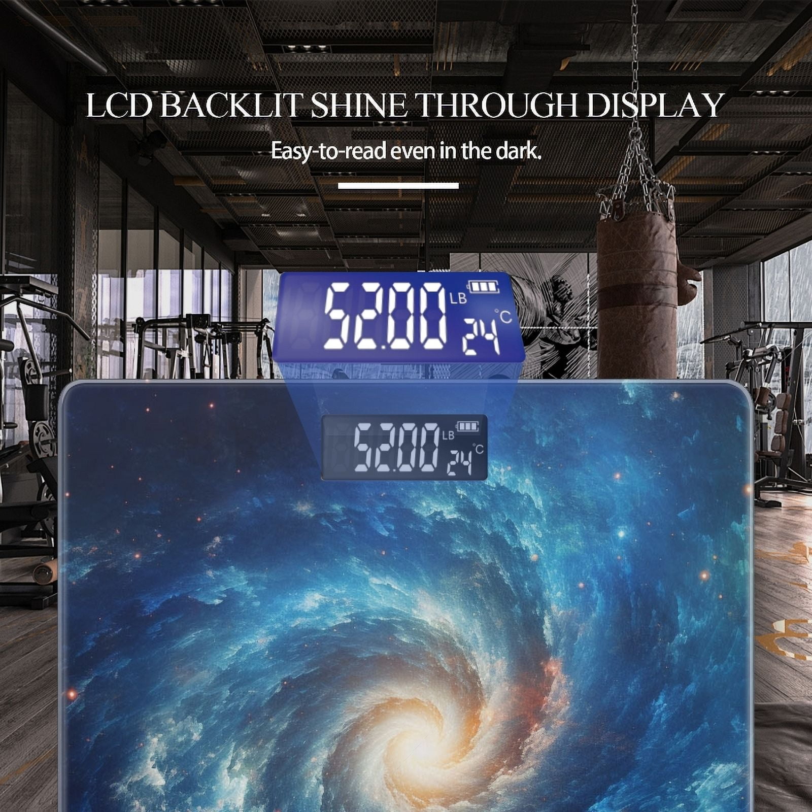 Digital Bathroom Scale with Large LCD Display,High Capacity Scale 400 lbs High Precision body fat scale-Realistic Photograph Of Spiral Galaxy