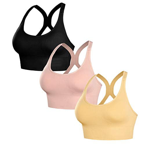 3 Pack Women Racerback Sports Bras High Impact Workout Yoga Gym Activewear Fitne 
