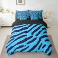 thumbnail image 2 of jejeloiu Neon Zebra Texture 7 Pieces Bedding Comforter Set,Zebra Stripes Full Bedding Set,Blue Black Fitted Sheet Flat Sheet For Ggirls Kids,Luxury Bedroom Decor Reversible, 2 of 8