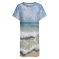 thumbnail image 4 of Beach Waves Tranquility Women Nightgown Sleepwear Short Sleeves For Vacations Travels Nightgowns Women's Pajamas, 4 of 7