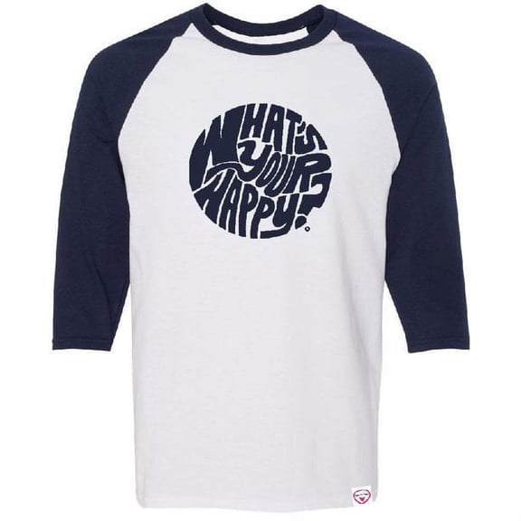 What's Your Happy? Circle Logo Men's Raglan 3/4 Sleeve T-Shirt