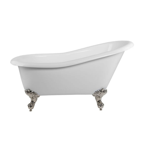 Aurora 57 Inch Acrylic Slipper Clawfoot Tub - No Faucet Drillings - Imperial Ball & Claw Feet