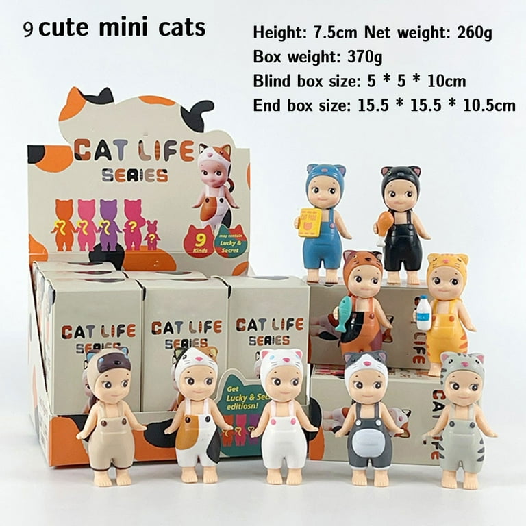9PCS Sonny Angels Hippers Cat Life Series Original Mini