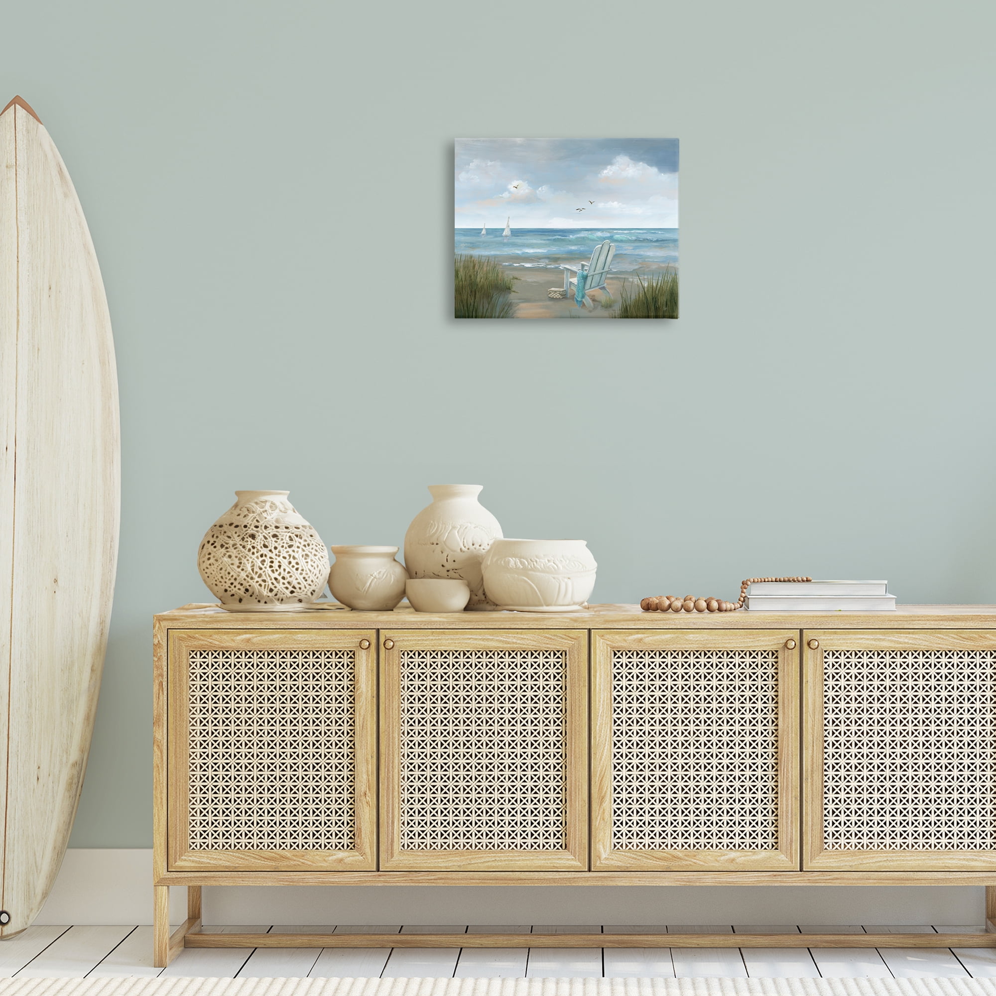 Stupell Industries Soothing Beach Scenery Nautical & Beach Painting Wrapped Canvas Art Print Wall Art, 20 x 16