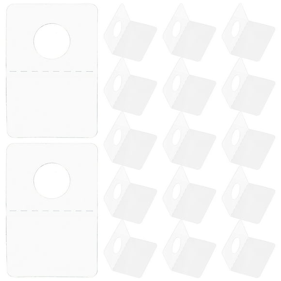 500 unidades de pestañas adhesivas transparentes con orificio ranurado para colgar artículos.