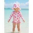thumbnail image 5 of BemeyourBBs Newborn Baby Girls One Piece Swimsuit Infant Girl Bathing Suit Long Sleeve Zipper Swimwear Rash Guard with Hat Set UPF 50+ Summer Beach Wear, 5 of 9