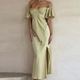 thumbnail image 2 of XDZJLR Robes Femmes Été Élégantes Manches Courtes Col en V Dos Nu Fente et Robe de Tenue, 2 of 7