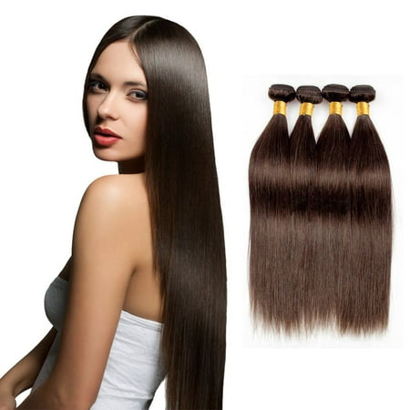 Silky Straight Sew In Natural 100% Human Hair Weave - Dark Brown #2 (Best Hair For Quick Weave Bob)