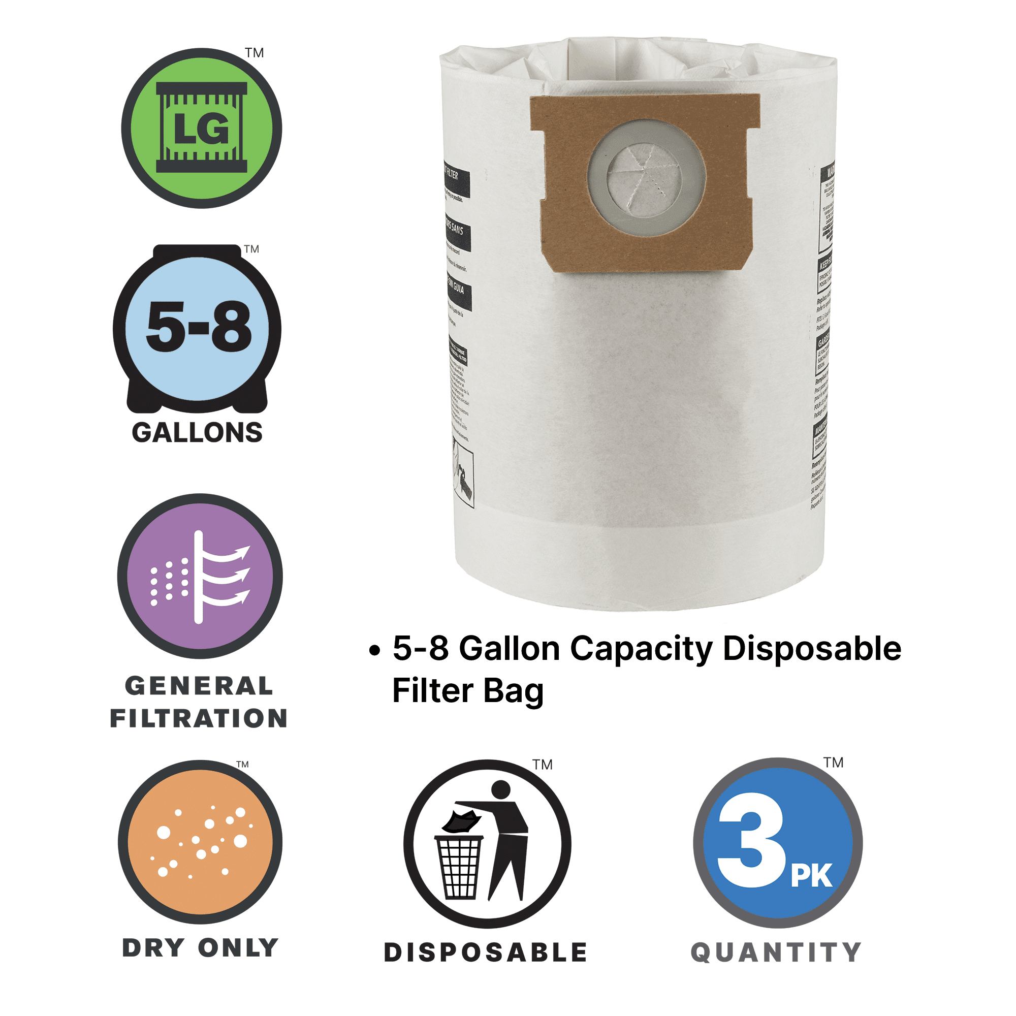 Shop-Vac 90661-33 3-Pack 5- to 8-Gallon Collection Filter Bags - Quantity 1