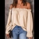 thumbnail image 4 of Blusa Informal Holgada de con Hombros Descubiertos y Volantes de Larga para Mujer. Albaricoque L, 4 of 7