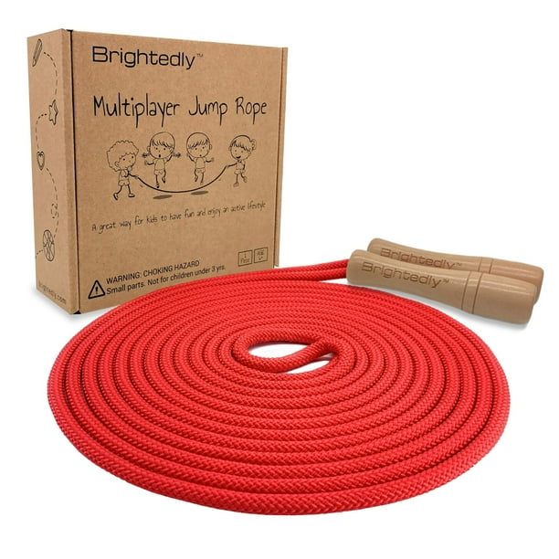 Jump Rope Brightedly, multijugador, ajustable, 4,9 m, rojo