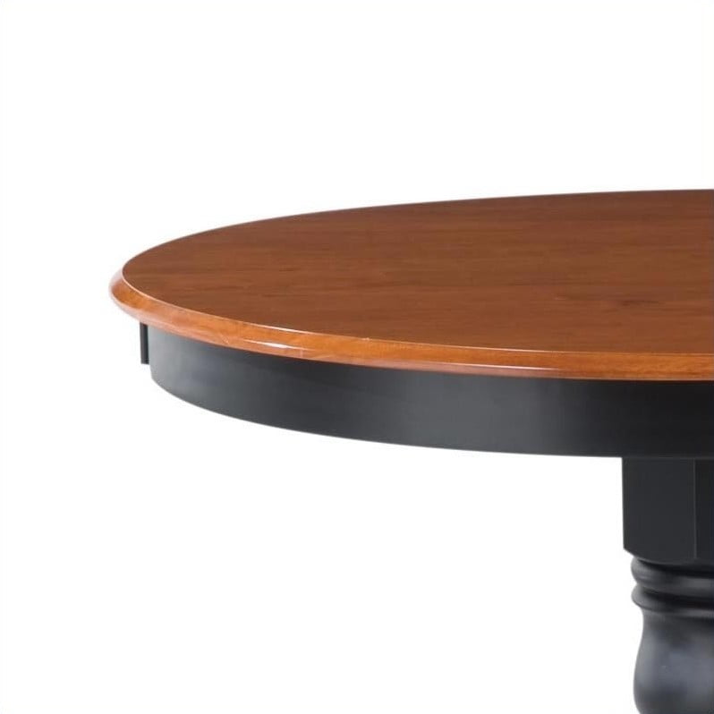 Home Styles Round Pedestal Casual Dining Table In Black And Cottage Oak